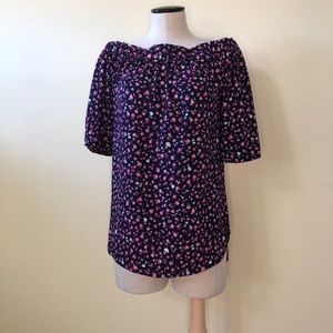 Michael kors blue & pink floral off shoulder top